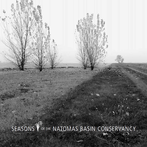 black and white front cover of the Seasons of the Natomas Basin Conservancy booklet