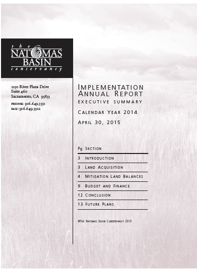 black and white text cover of the 2014 Implementation Annual Report